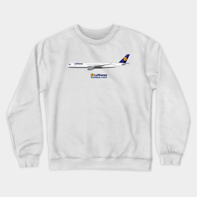 Illustration of Lufthansa Airbus A350 Crewneck Sweatshirt by SteveHClark